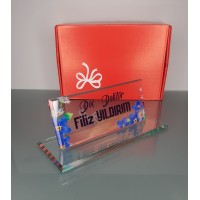 M558-UV 2 Kristal Masa Isimliği, Cam Masaüstü İsimlik, Masa üstü Isimlik 